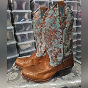 Nocona Teal and Brown Cowboy Boots